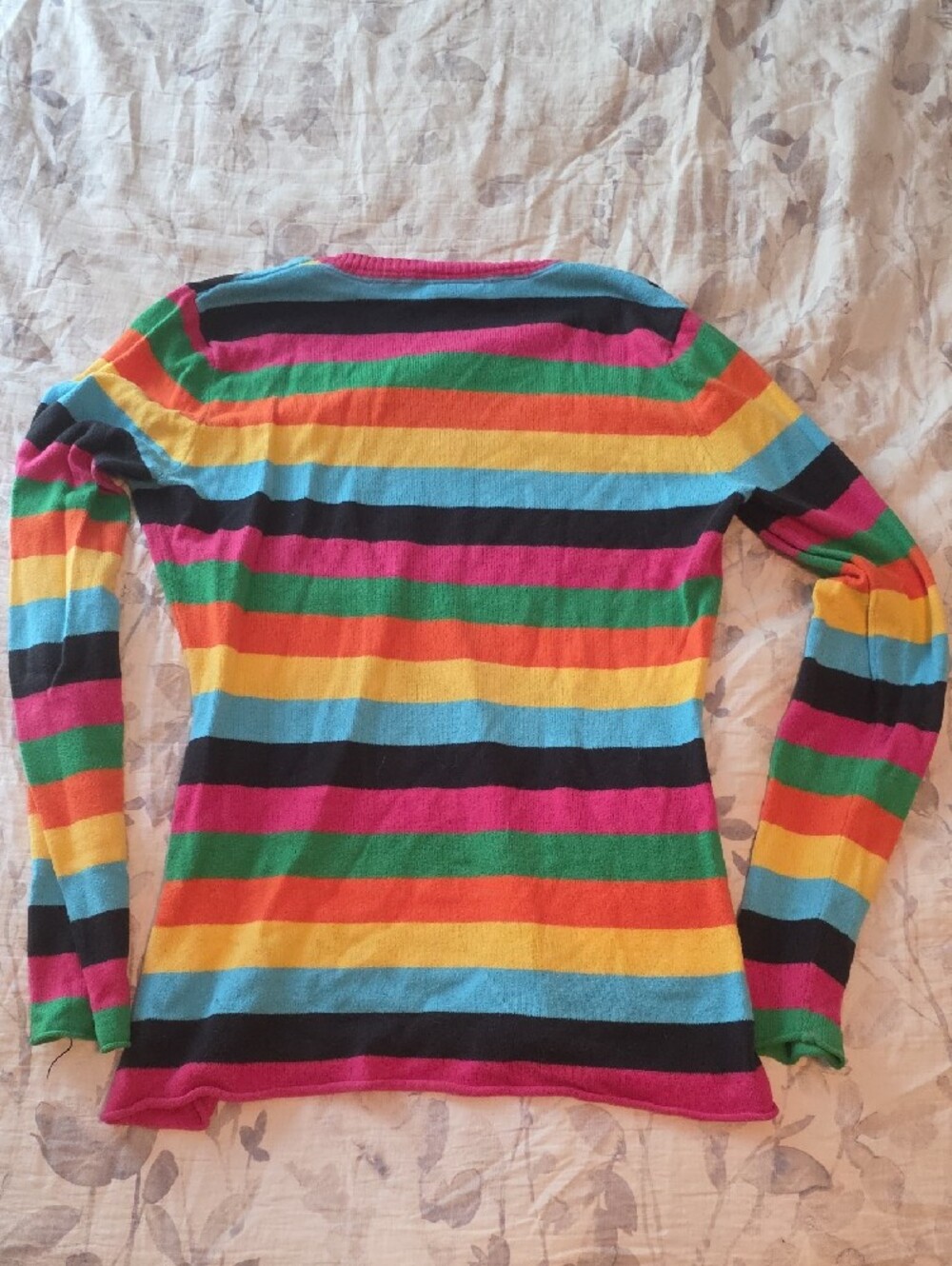Le Tigre Rainbow Striped V-Neck Sweater Sz M - Picture 2 of 5